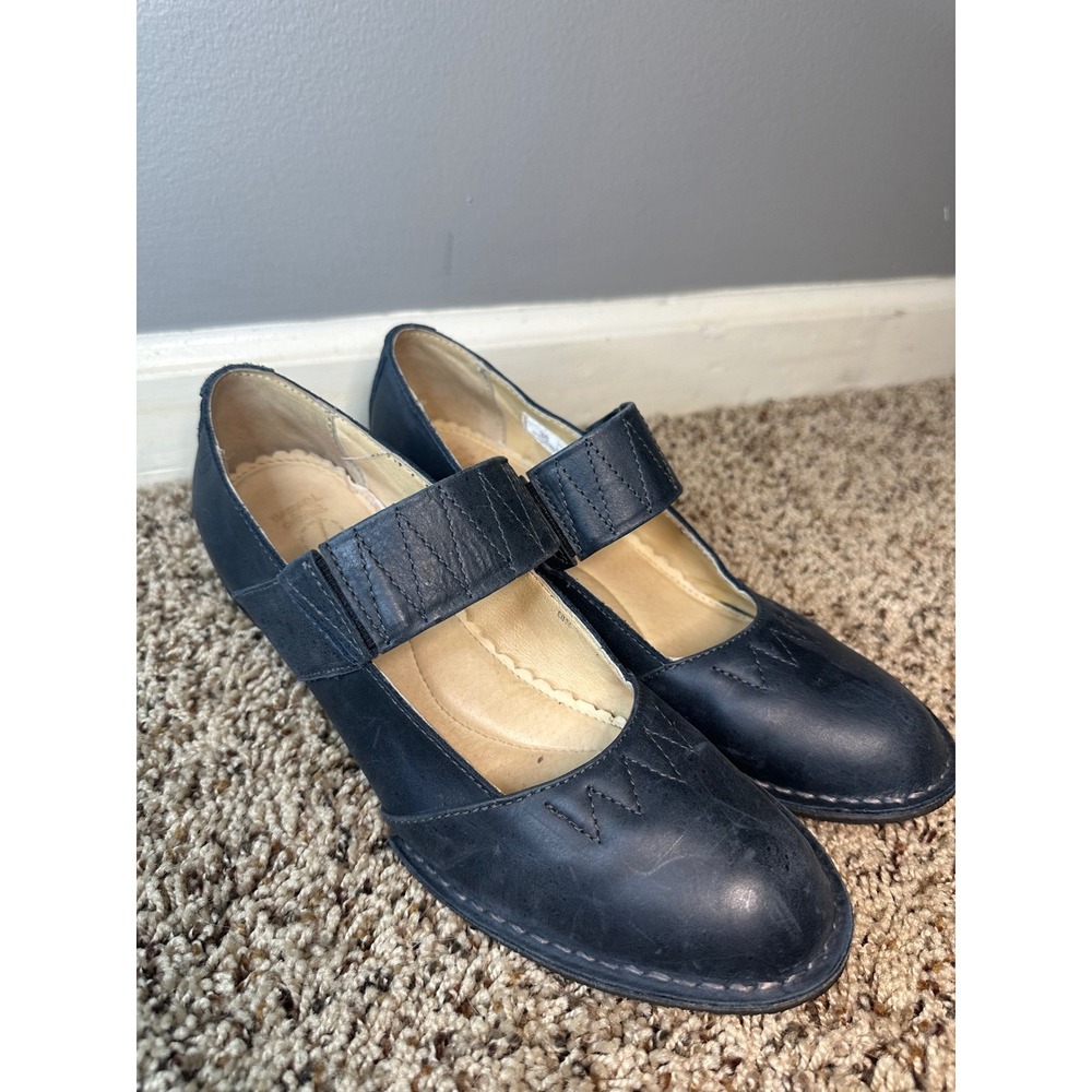 Sergio Tomani Blue Leather Mary Jane Low Heel Pumps EU 38 US 7.5